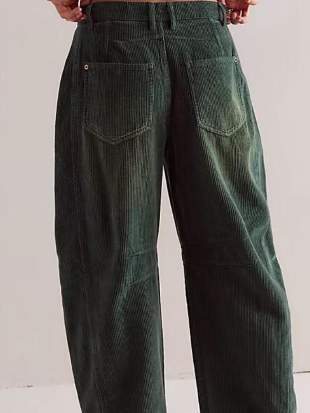 We The Free Good Luck Mid Rise Barrel Cord Jeans in Cypress - Picture 2 of 9